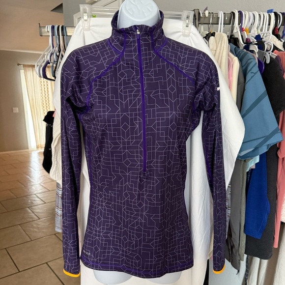 Nike Pro Hyperwarm Dark Purple Geometric Print Half‎ Zip Warm Size Small - Picture 4 of 15